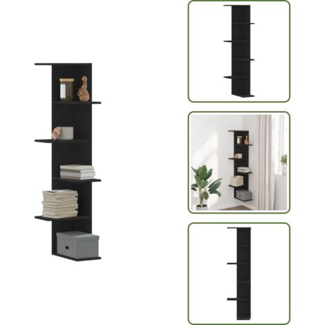 Scaffale per camera da letto - vidaXL Scaffale Angolare Muro Nero 36,5x36,5x140 cm Legno Multistrato - Scaffale decorativo