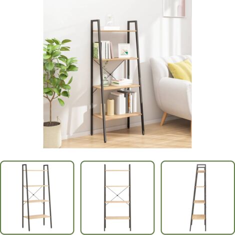 Scaffale per casa -  Scaffale Autoportante 4 Ripiani Marrone Chiaro Nero 56x35x140cm