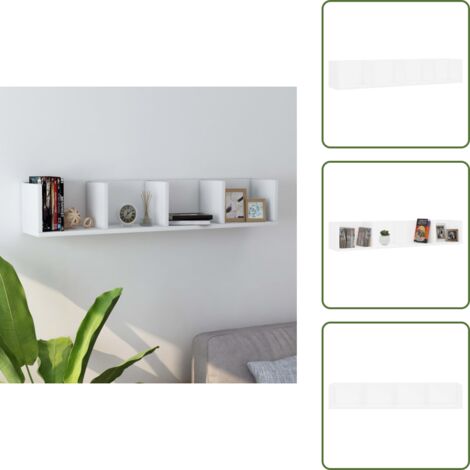 Scaffale per CD - vidaXL Scaffale Porta CD a Parete Bianco 100x18x18 cm in Multistrato - Scaffale in legno