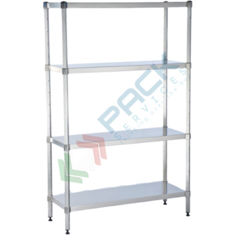 Scaffale in Metallo con Cassetto - Stile Aviatore - 4 Ripiani - Zlan Grigio  chiaro metallizzato - Alluminio, Legno, Metallo