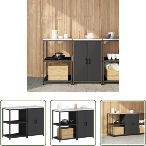 Scaffale per cucina -  Set di Stoccaggio per Cucina con lo scaffale 2 pcs Nero