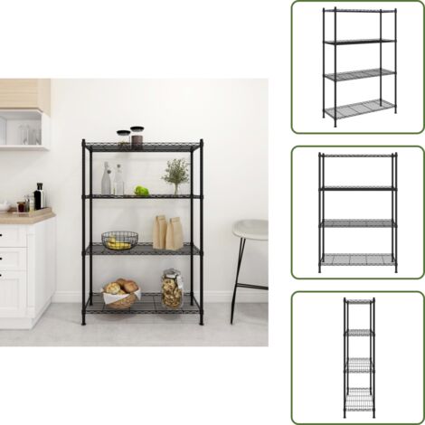 Scaffale per cucina - vidaXL Scaffale a 4 Livelli 90x35x137 cm Nero 200 kg - Scaffale per ufficio