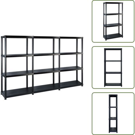 Scaffale per decorazioni - vidaXL Scaffale a 4 Ripiani Nero 183x30,5x130 cm in Plastica - Scaffale in plastica