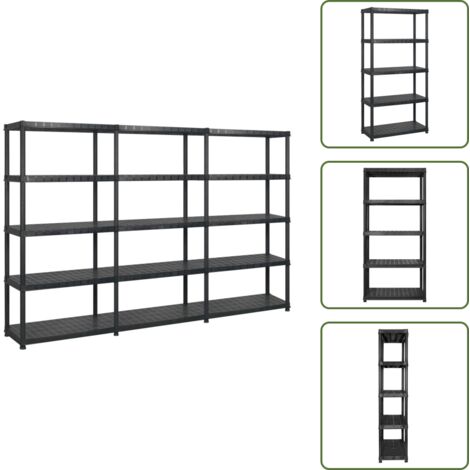 Scaffale per decorazioni - vidaXL Scaffale a 5 Ripiani Nero 274,5x45,7x185 cm in Plastica - Scaffale in plastica