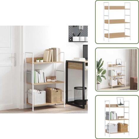 Scaffale per decorazioni - vidaXL Scaffale Libri 3 Ripiani Rovere 60x27,6x90,5 Legno Multistrato - Scaffale per piante