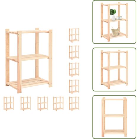 Scaffale per garage - vidaXL Scaffali a 3 Livelli 10 pz 60x38x90 cm in Massello Pino 150 kg - Scaffale per ufficio
