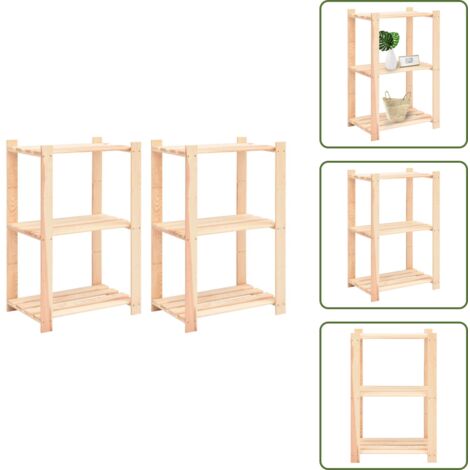 Scaffale per garage - vidaXL Scaffali a 3 Livelli 2 pz 60x38x90 cm in Massello Pino 150 kg - Scaffale per ufficio