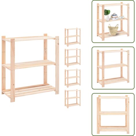Scaffale per garage - vidaXL Scaffali a 3 Livelli 5 pz 80x38x90 cm in Massello Pino 150 kg - Scaffale per ufficio