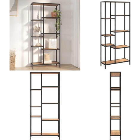 Scaffale per Libri 80x30x180 cm Acciaio e Legno Multistrato - Scaffale in acciaio - Scaffale in legno