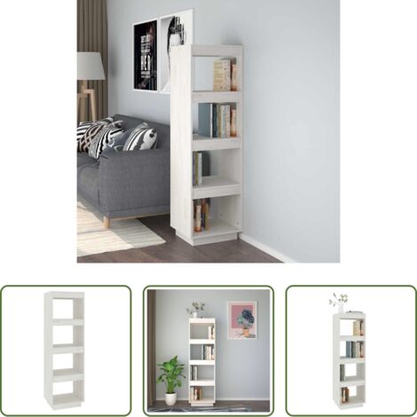Scaffale per libri -  Libreria/Divisorio Bianco 40x35x135cm in Legno Massello di Pino