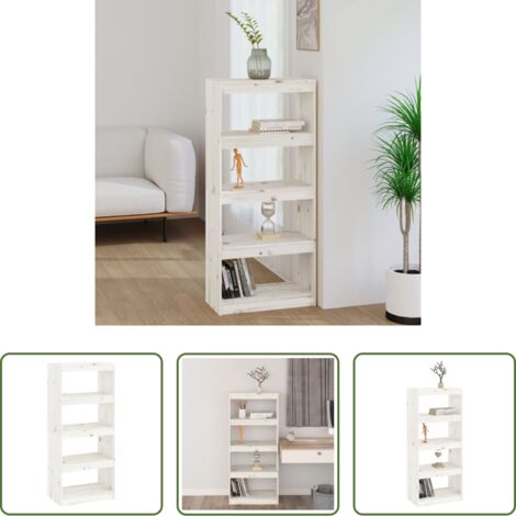 Scaffale per libri -  Libreria/Divisorio Bianco 60x30x135,5 cm Legno Massello di Pino