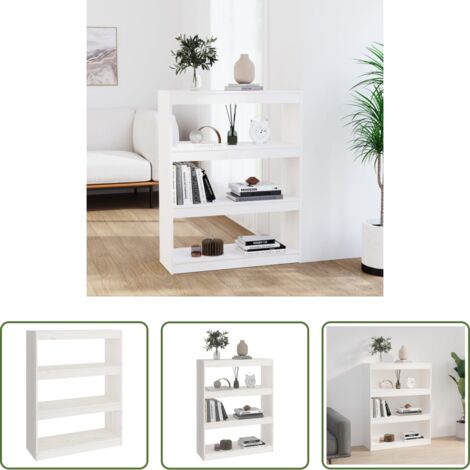 Scaffale per libri -  Libreria/Divisorio Bianco 80x30x103,5 cm in Massello di Pino