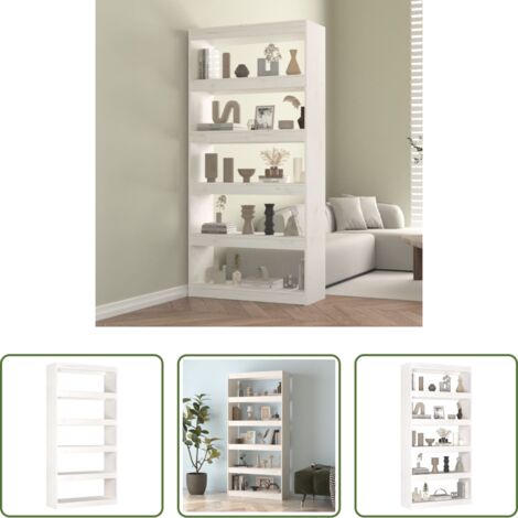 Scaffale per libri -  Libreria/Divisorio Bianco 80x30x167,4 cm Legno Massello di Pino