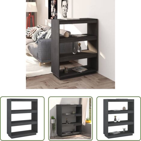 Scaffale per libri -  Libreria/Divisorio Grigio 80x35x103 cm Legno Massello di Pino