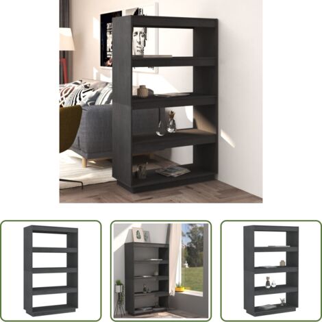Scaffale per libri -  Libreria/Divisorio Grigio 80x35x135 cm Legno Massello di Pino