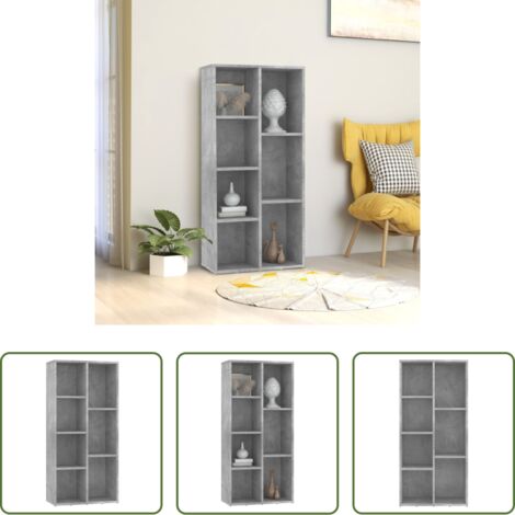 Scaffale per libri -  Libreria Grigio Cemento 50x25x106 cm in Legno Multistrato