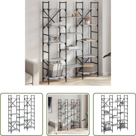 Scaffale per libri -  Libreria Grigio Sonoma 127,5x28,5x172,5 cm in Legno Multistrato
