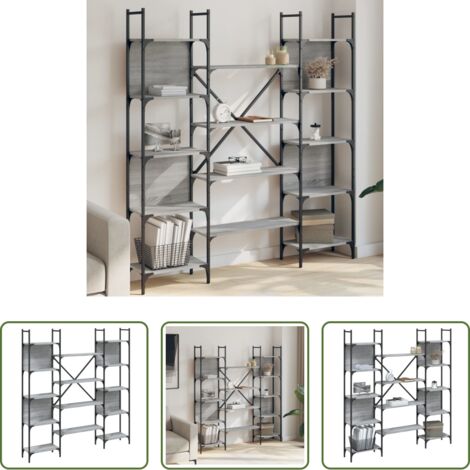 Scaffale per libri -  Libreria Grigio Sonoma 155,5x24x166,5 cm in Legno Multistrato
