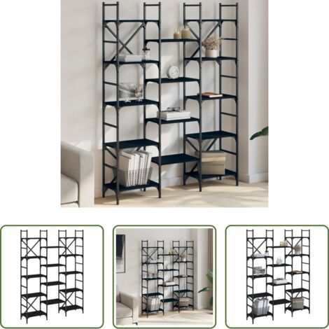 Scaffale per libri -  Libreria Nera 127,5x28,5x172,5 cm in Legno Multistrato