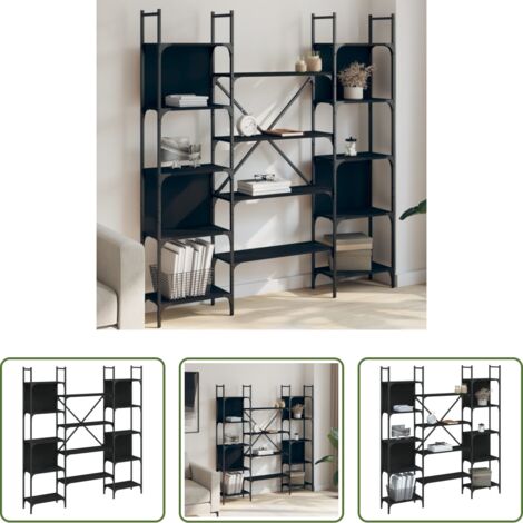Scaffale per libri -  Libreria Nera 155,5x24x166,5 cm in Legno Multistrato