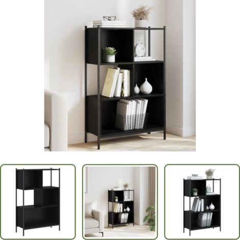 Scaffale per libri -  Libreria Nera 72x28x109 cm in Legno Multistrato