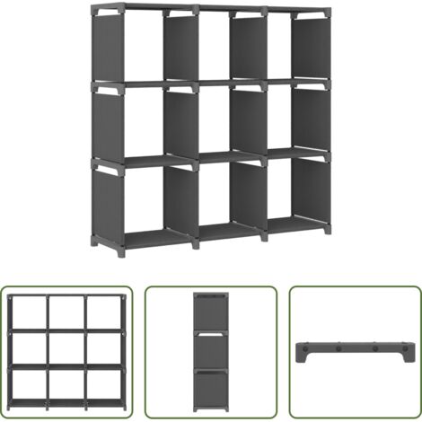 Scaffale per libri -  Mobile per 9 Scatole a Cubo Grigio 103x30x107,5 cm in Tessuto