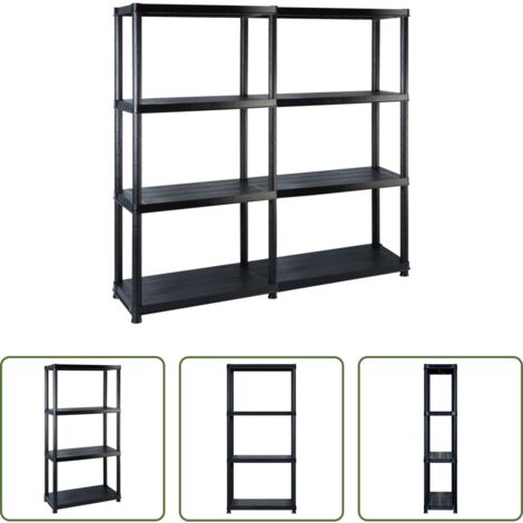 Scaffale per libri -  Scaffale a 4 Ripiani Nero 122x30,5x130 cm in Plastica