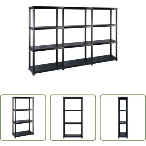 Scaffale per libri -  Scaffale a 4 Ripiani Nero 183x30,5x130 cm in Plastica