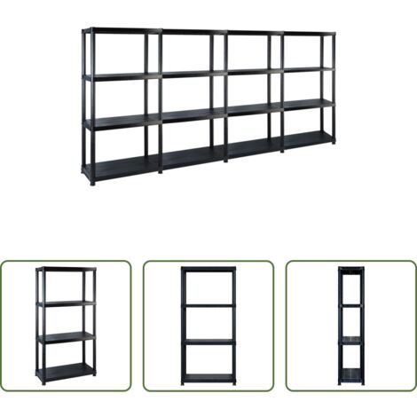 Scaffale per libri -  Scaffale a 4 Ripiani Nero 244x30,5x130 cm in Plastica