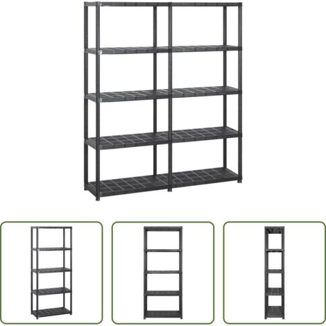 Scaffale per libri -  Scaffale a 5 Ripiani Nero 142x38x170 cm in Plastica