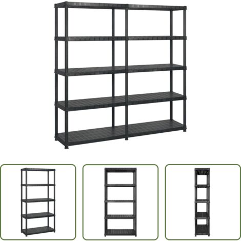 Scaffale per libri -  Scaffale a 5 Ripiani Nero 183x45,7x185 cm in Plastica
