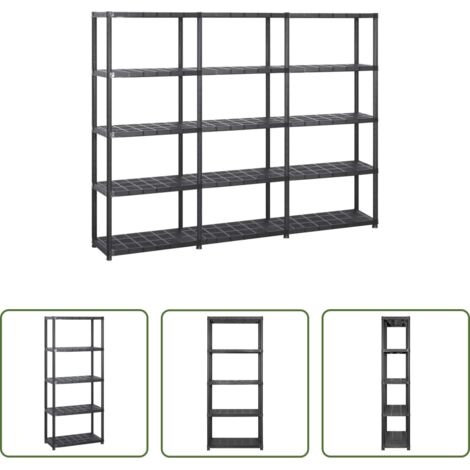 Scaffale per libri -  Scaffale a 5 Ripiani Nero 213x38x170 cm in Plastica