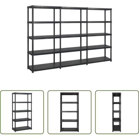 Scaffale per libri -  Scaffale a 5 Ripiani Nero 274,5x45,7x185 cm in Plastica
