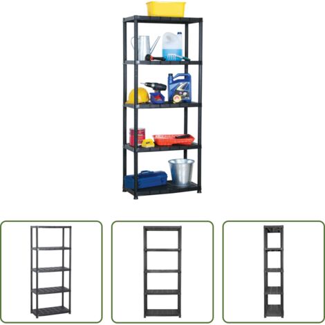 Scaffale per libri -  Scaffale a 5 Ripiani Nero 71x38x170 cm in Plastica