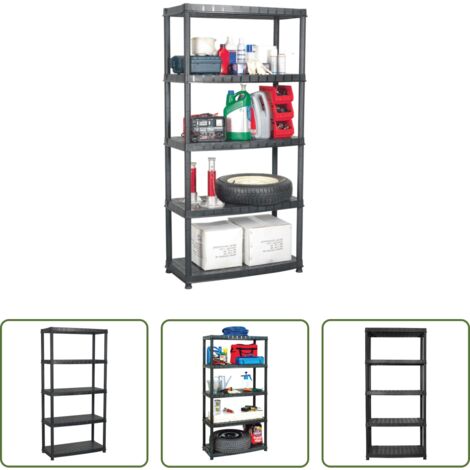 Scaffale per libri -  Scaffale a 5 Ripiani Nero 85x40x185 cm in Plastica