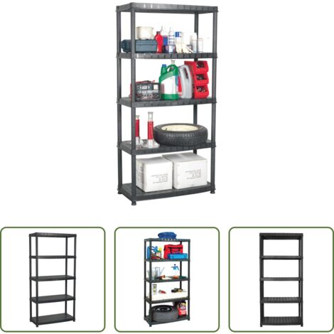 Scaffale per libri -  Scaffale a 5 Ripiani Nero 91,5x45,7x185 cm in Plastica