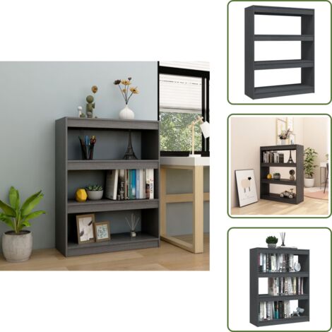 Scaffale per libri - vidaXL Libreria/Divisorio Grigio 100x30x103 cm in Massello di Pino - Scaffale per oggetti decorativi