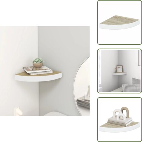 Scaffale per libri - vidaXL Mensola Angolare Rovere e Bianco 25x25x3,8 cm in MDF - Scaffale per decorazioni