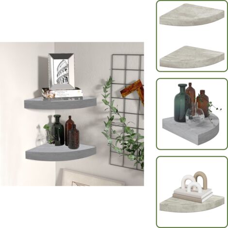 Scaffale per libri - vidaXL Mensole Angolari 2pz Grigio Cemento 25x25x3,8 cm in MDF - Scaffale per decorazioni