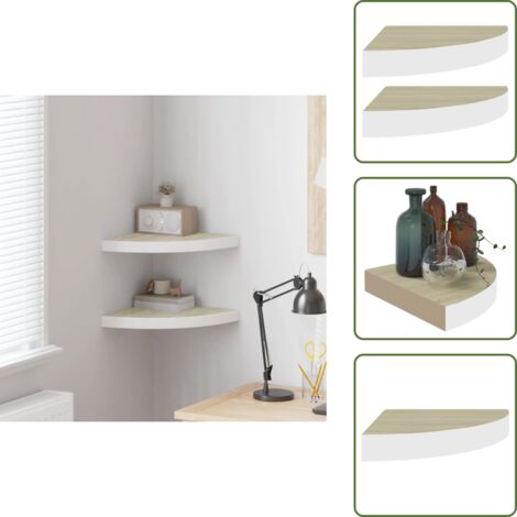 Scaffale per libri - vidaXL Mensole Angolari 2pz Rovere e Bianco 35x35x3,8 cm in MDF - Scaffale per decorazioni