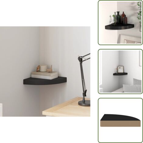 Scaffale per Libri - vidaXL Scaffale Angolare a Parete Nero 25x25x3,8 cm in MDF - Scaffale per Decorazioni
