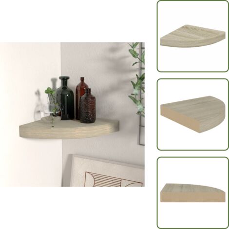 Scaffale per Libri - vidaXL Scaffale Angolare a Parete Rovere 25x25x3,8 cm in MDF - Scaffale per Decorazioni