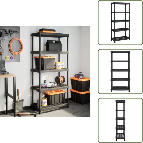 Scaffale per negozio - vidaXL Scaffale a 5 Ripiani Nero 93,5x45,5x194,5 cm in PP - Scaffale per garage