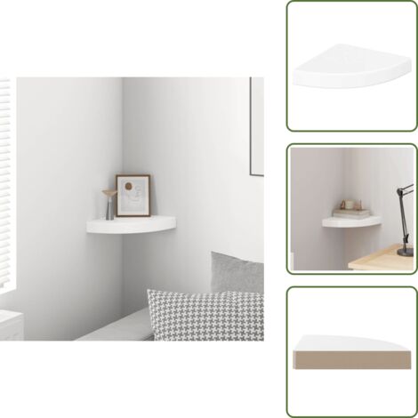Scaffale per oggetti decorativi - vidaXL Mensola angolare sospesa bianco lucido 25x25x3,8 cm MDF - Scaffale per premi