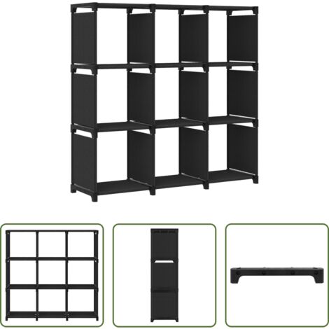 Scaffale per oggetti -  Mobile per 9 Scatole a Cubo Nero 103x30x107,5 cm in Tessuto