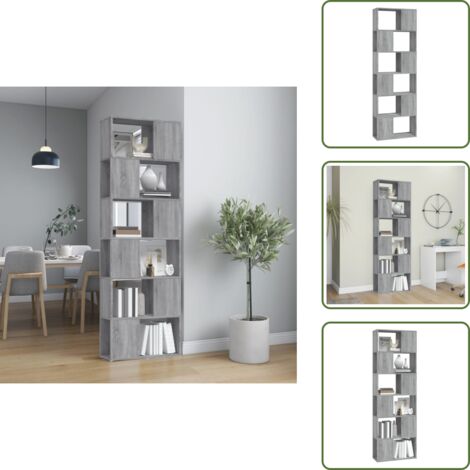 Scaffale per oggetti - vidaXL Libreria/Divisorio Grigio Sonoma 60x24x186 cm - Libreria con superficie liscia