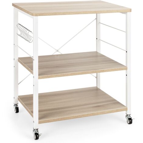 Scaffale per pasticceria con 3 livelli e 10 ganci rimovibili Carrellino da cucina per bar ristorante hotel Naturale