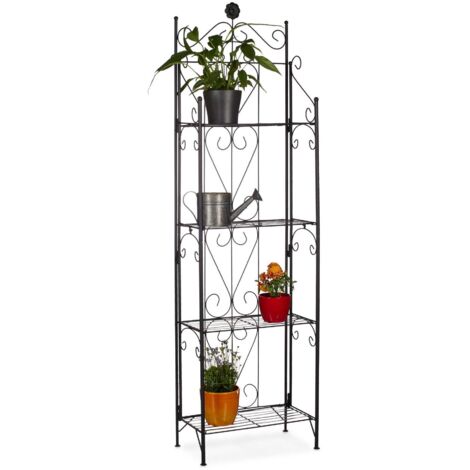 Scaffale per piante in metallo 4 ripiani 883081