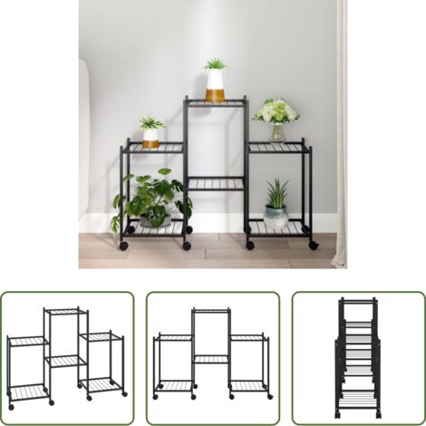 Scaffale per piante -  Portafiori con Ruote 83x25x63,5 cm Ferro Nero