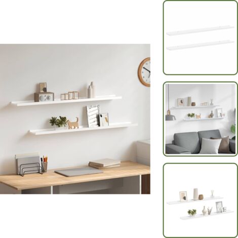 Scaffale per piante - vidaXL Mensole da Parete 2 pz Bianco Lucido 100x9x3 cm - Scaffale per libri